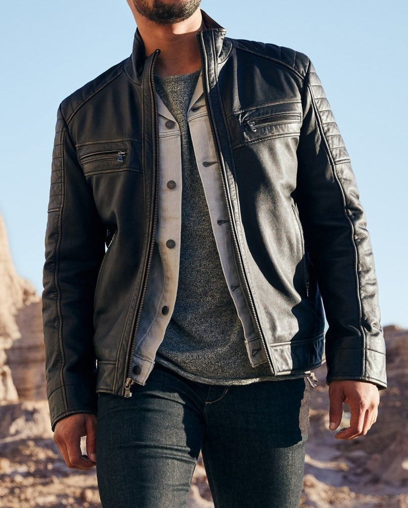Herren Bikerjacke mit Stepp-Design und praktischen Taschen Echoarchiv