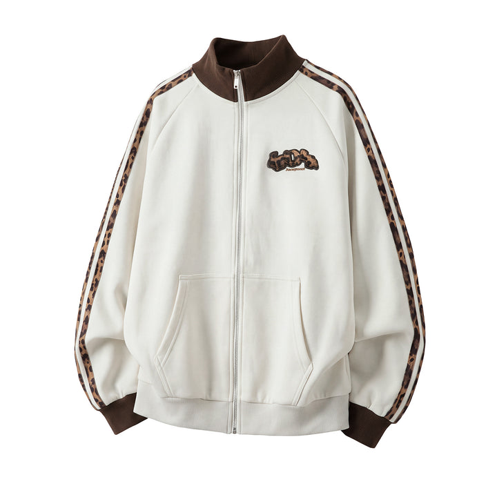 Unisex Trainingsjacke mit Leoparden-Besatz und Frontreißverschluss Echo Archiv