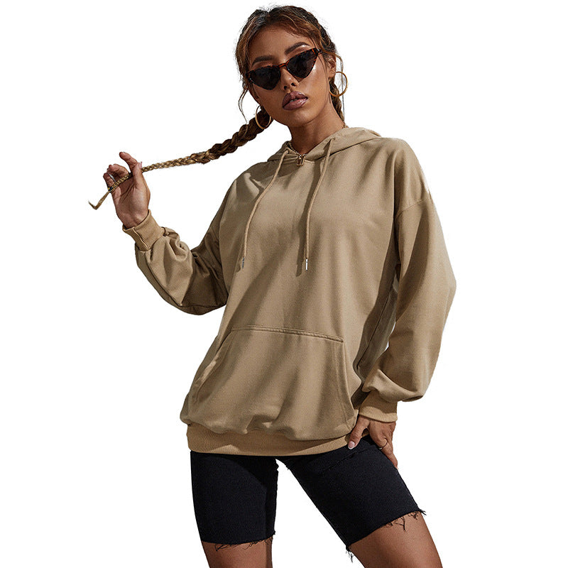 Damen Oversize-Kapuzenpullover mit Kängurutasche und elastischem Saum Echoarchiv