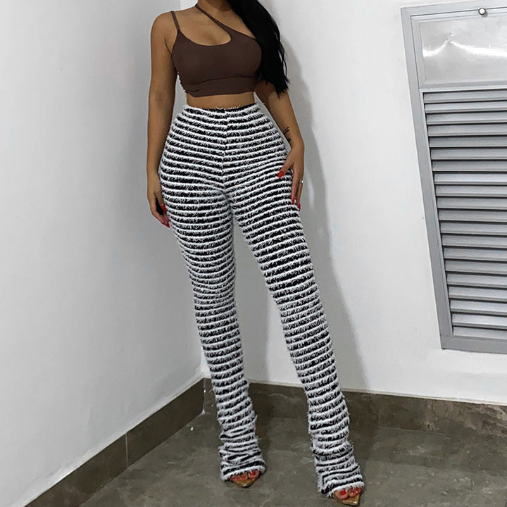 Damen Strukturierte Rippstrick-Hose mit hohem Bund und gerafften Beinenden Echo Archiv