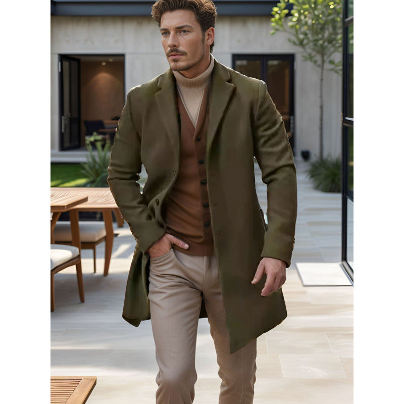 Herren eleganter langer Mantel aus hochwertigem Stoff Echoarchiv