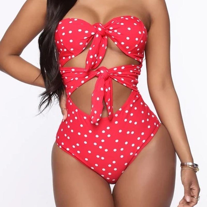 Damen Einteiliger Badeanzug mit verspieltem Knotendesign und Cut-Outs Echo Archiv