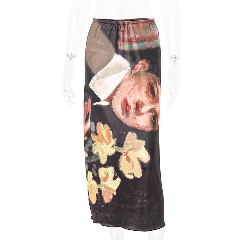 Damen cropped T-Shirt mit künstlerischem Druck und figurbetonter Passform Echo Archiv