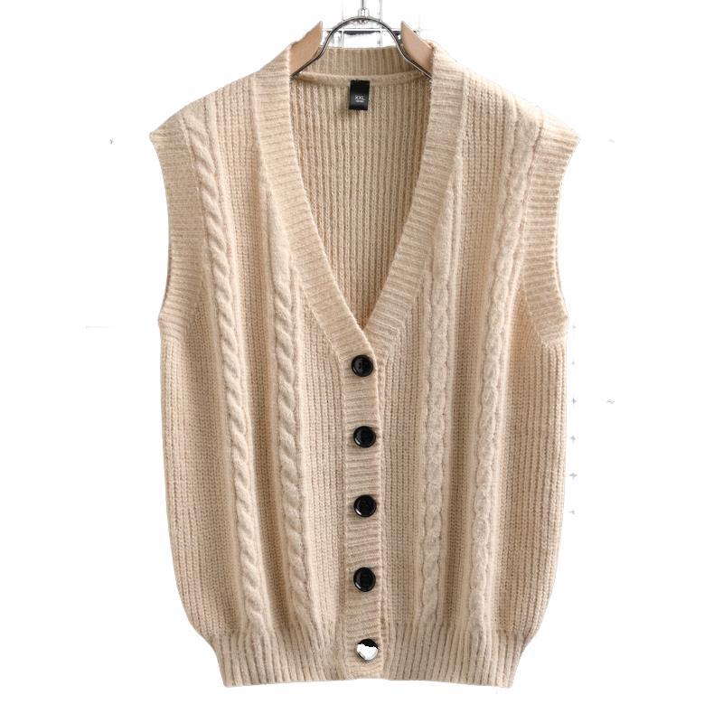 Herren ärmellose Strickjacke mit Zopfmuster und Knopfdetails Echoarchiv