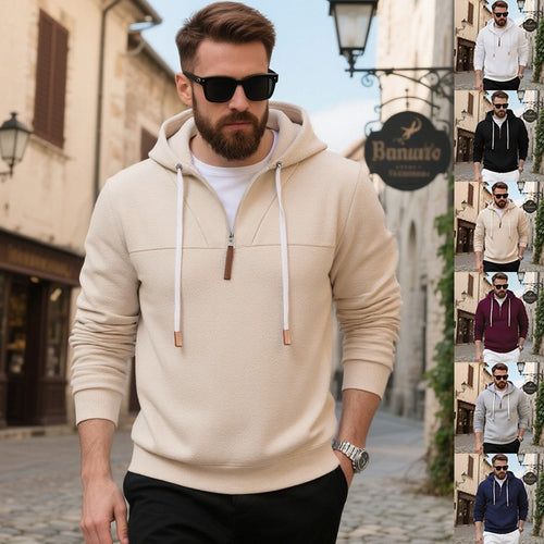 Herren Fleece Hoodie mit modernem Reißverschluss und Kängurutasche Echoarchiv