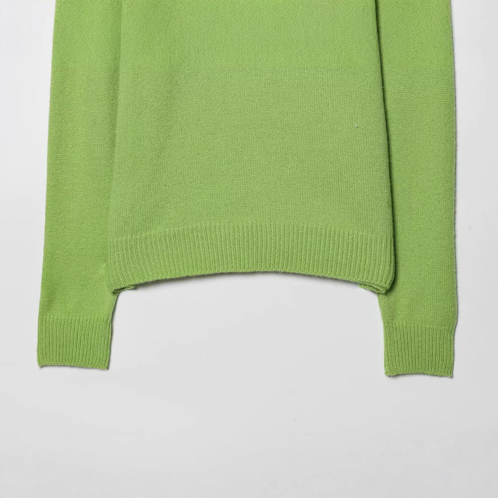 Damen Gestreifter Strickpullover mit halbem Reißverschluss und großem Hemdkragen Echoarchiv