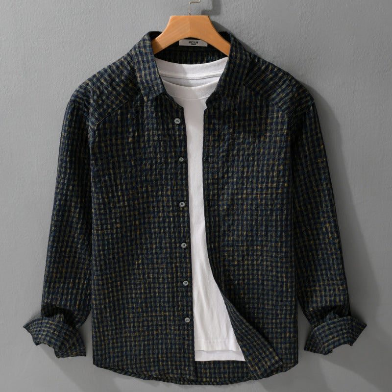 Damen Leichtes Crinkle-Karohemd im Overshirt‑Stil mit Aquarell-Check und relaxed Fit Echoarchiv