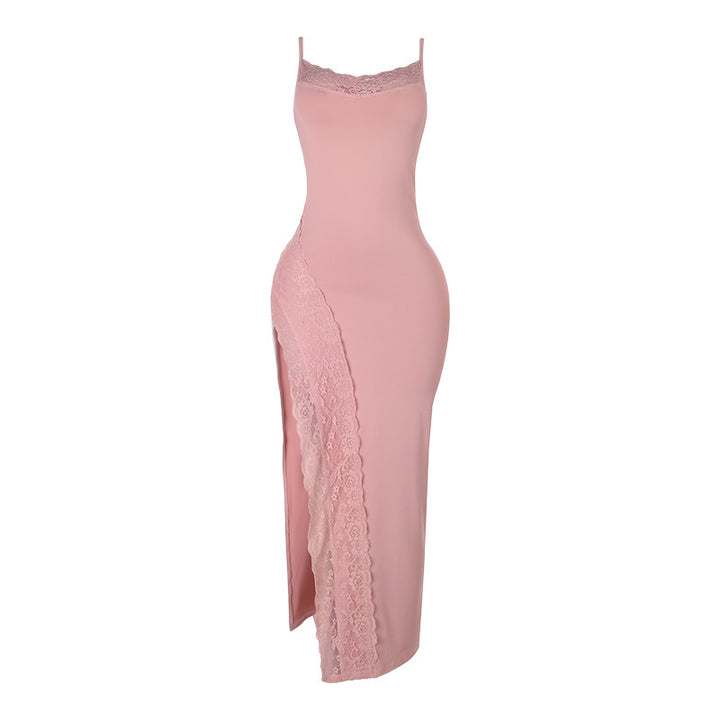 Damen elegantes Spitzen-Maxikleid mit zarten Trägerspitzendetails Echo Archiv