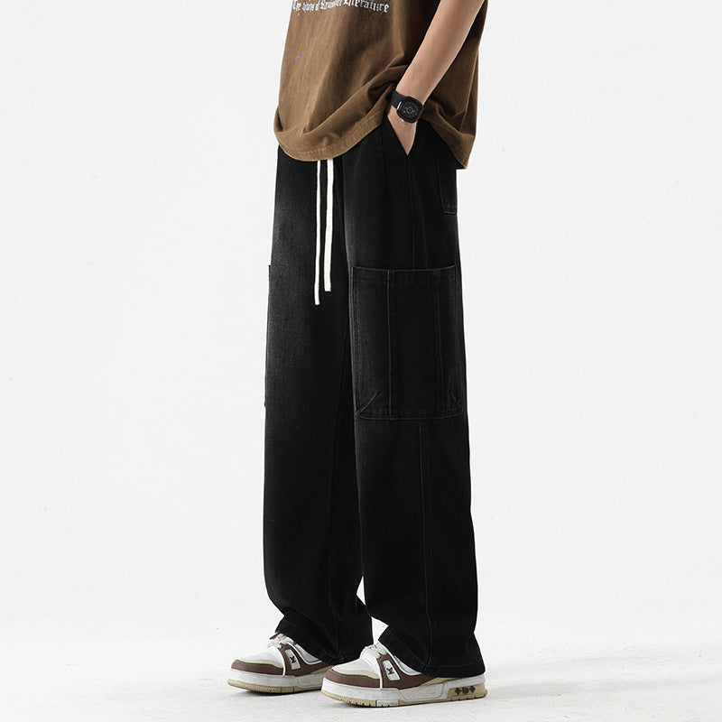 Herren Überdimensionierte Jeans-Hose mit multifunktionalen Taschen Echoarchiv