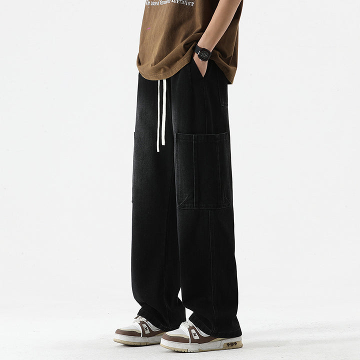 Herren Überdimensionierte Jeans-Hose mit multifunktionalen Taschen Echoarchiv