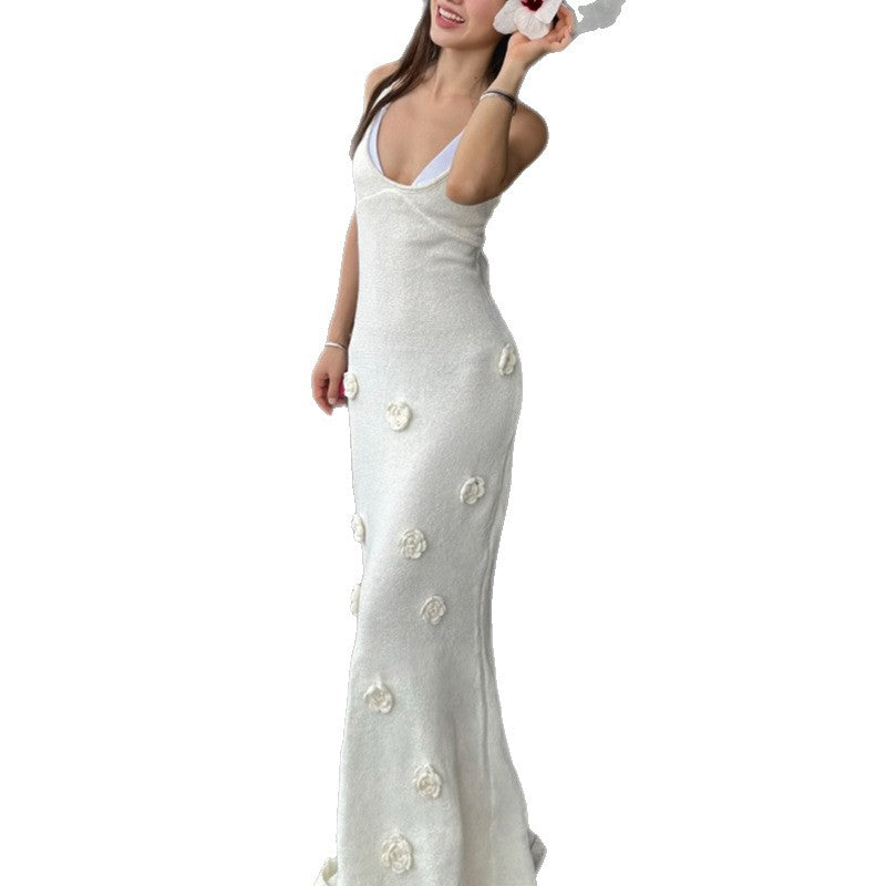 Damen elegantes Häkel-Maxikleid mit floralem Design Echo Archiv