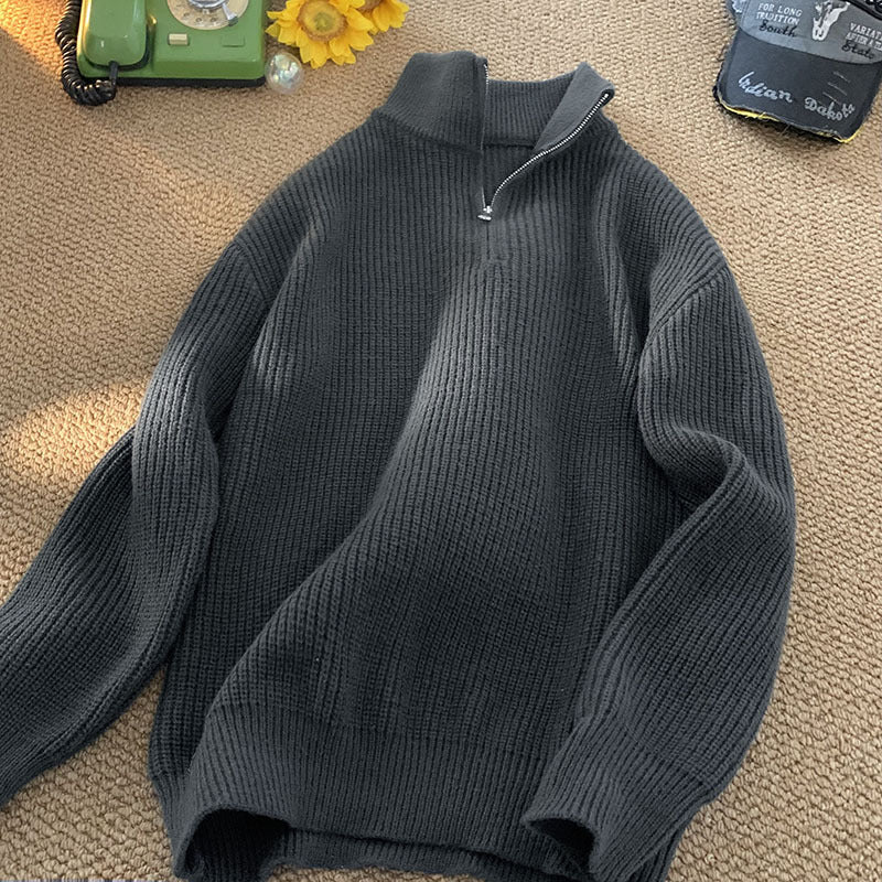 Herren lässiger Stehkragenpullover mit Reißverschluss Echoarchiv
