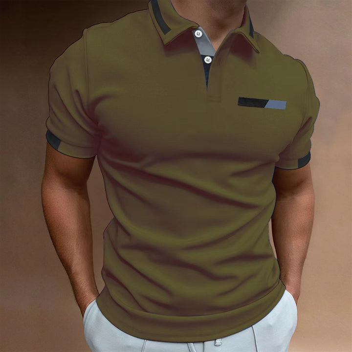 Herren elegantes Kurzarm-Polohemd mit Kontrastdetails Echoarchiv