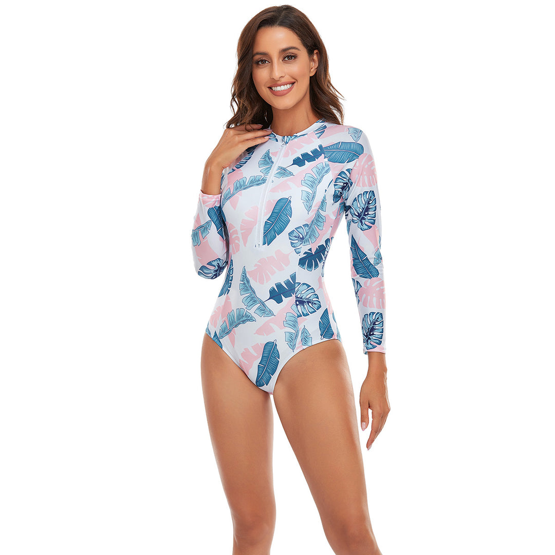 Damen Sportlicher Einteiler mit Langarm und floralem Muster Echo Archiv