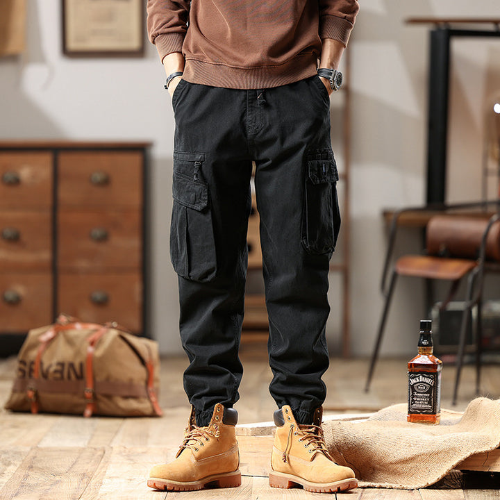 Herren Robuste Baumwoll-Cargohose mit elastischem Saum und Multifachtaschen Echo Archiv