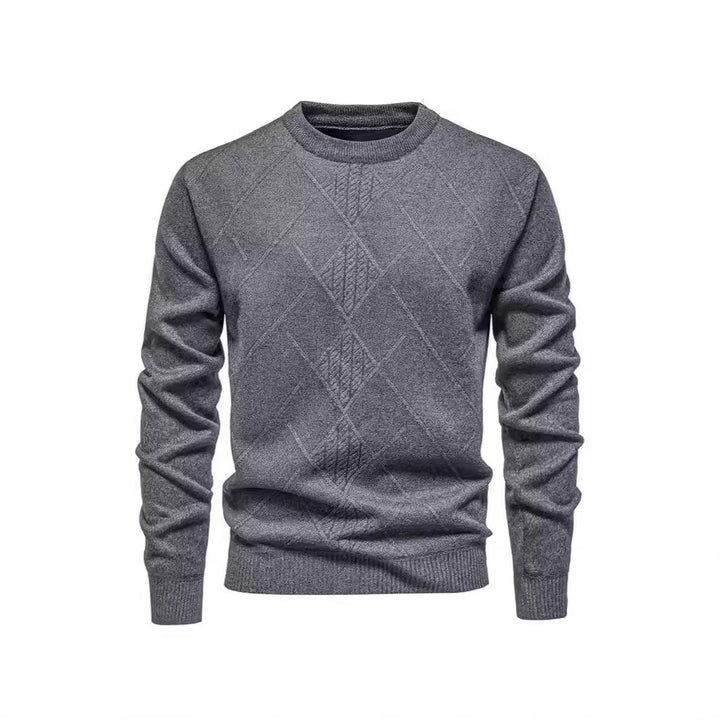 Herren Strickpullover mit strukturiertem Rautenmuster und klassischem Rundhalsausschnitt Echoarchiv