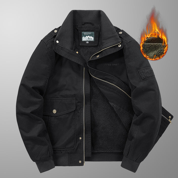 Herren Thermo-gefütterte Field‑Bomberjacke im Canvas‑Look mit Sherpa‑Innenfutter und Stehkragen Echo Archiv