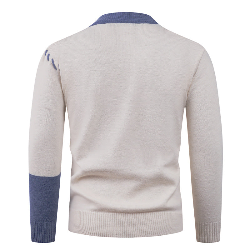 Herren nan Patchwork-Strickpullover mit Zopfstrick-Einsätzen und dekorativen Nahtapplikationen Echo Archiv