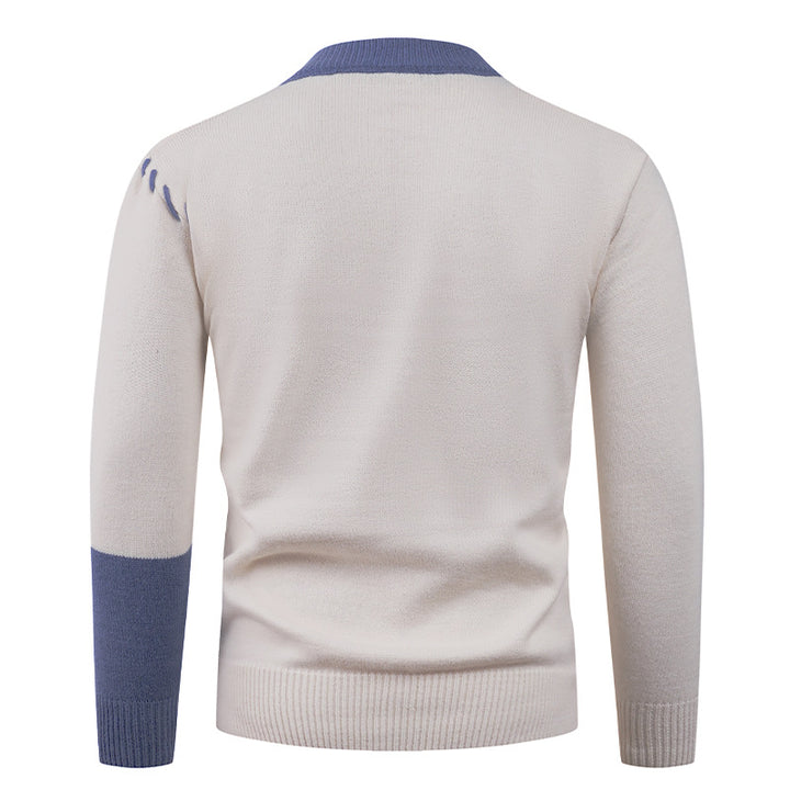 Herren nan Patchwork-Strickpullover mit Zopfstrick-Einsätzen und dekorativen Nahtapplikationen Echo Archiv