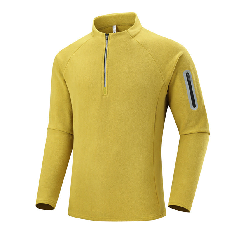 Herren Fleece-Halbzip-Trainingsshirt mit Stehkragen und Ärmel-Reißverschlusstasche Echo Archiv