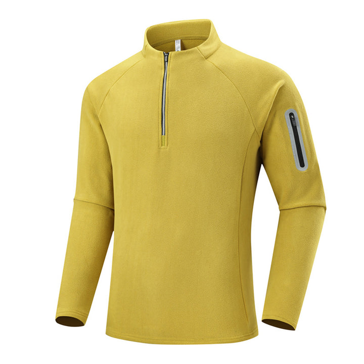 Herren Fleece-Halbzip-Trainingsshirt mit Stehkragen und Ärmel-Reißverschlusstasche Echo Archiv