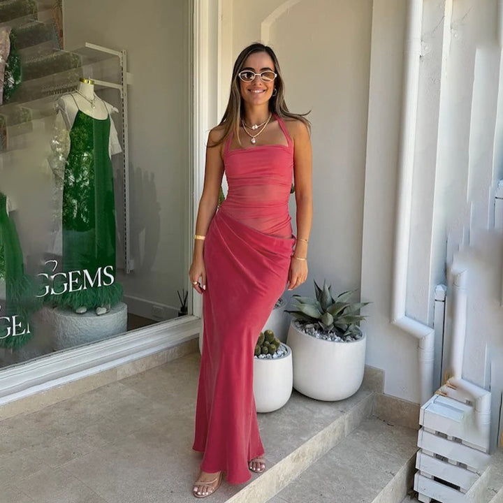 Damen elegantes Wickelkleid mit schulterfreiem Design und fließendem Stoff Echo Archiv