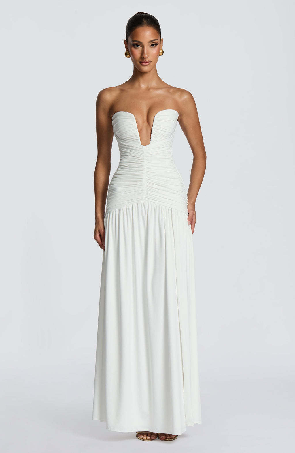 Damen Abendkleid mit tiefem V-Ausschnitt und eleganter Drapierung Echo Archiv