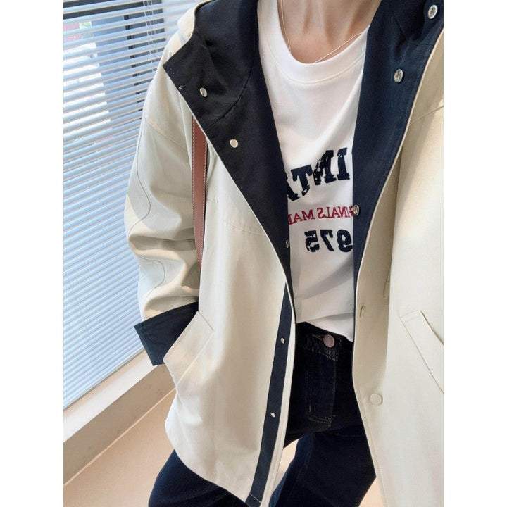 Unisex Oversized utilitarischer Trenchcoat mit kontrastiertem Innenfutter und Kapuze Echoarchiv