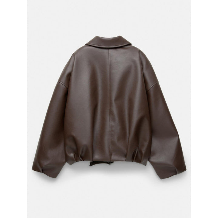 Damen Oversized Lederimitat-Blouson mit Taillengürtel Echo Archiv