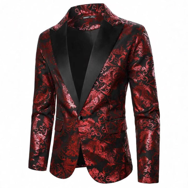 Herren eleganter Samt Blazer mit floralem Muster Echoarchiv