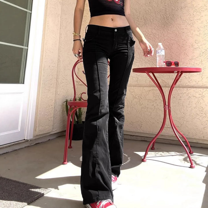Damen High‑Waist Schlaghose mit Ziernaht und Klappentaschen Echo Archiv