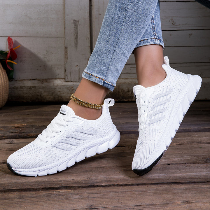 Damen nan gestrickter Schlupf-Sneaker mit elastischem Schaft, Zier-Schnürung und segmentierter Dämpfungssohle Echo Archiv