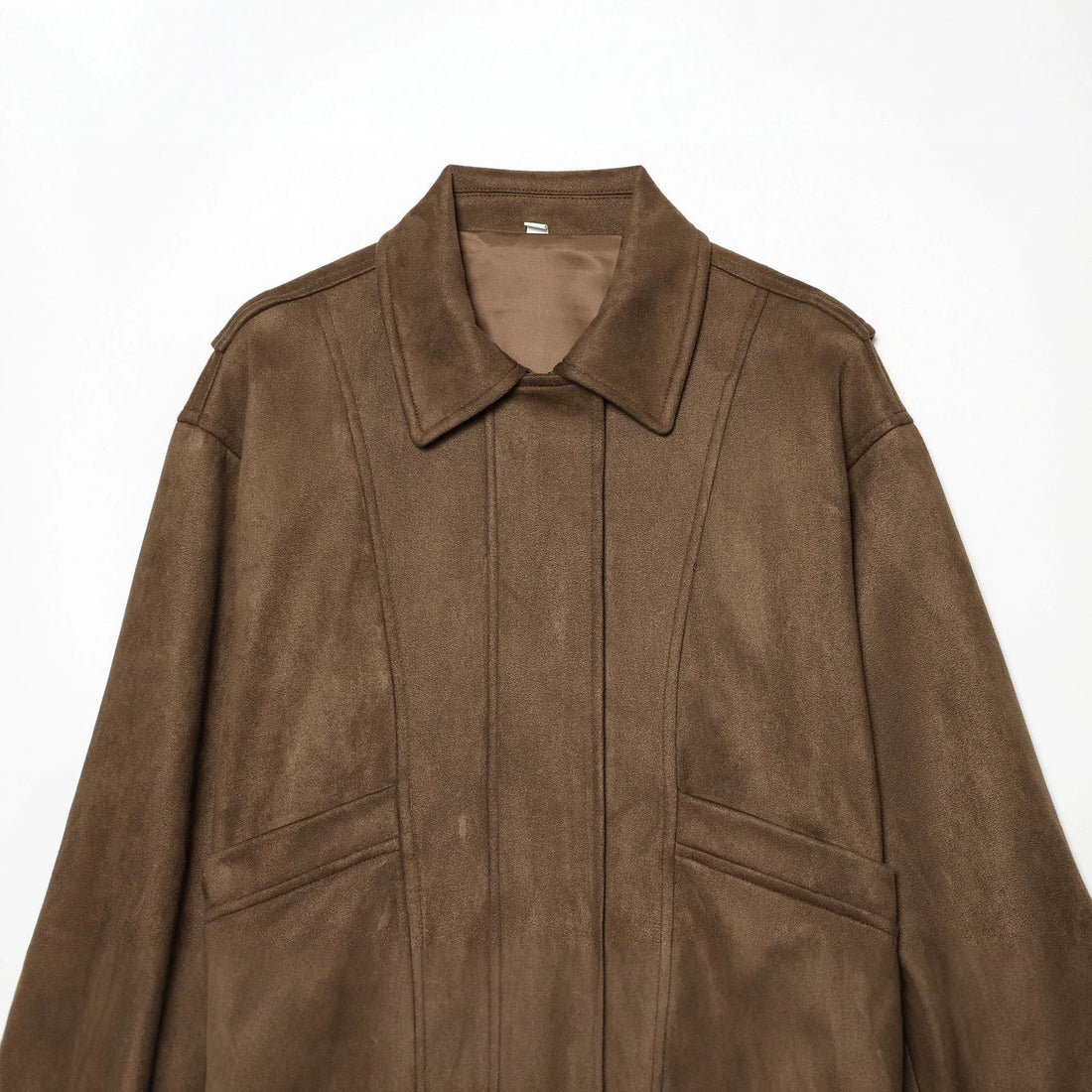 Damen Cropped Blousonjacke im Wildleder‑Look mit Hemdkragen, Epauletten und elastischem Bund Echoarchiv
