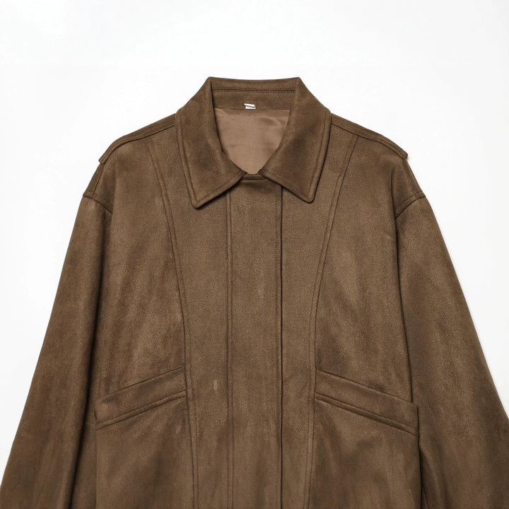 Damen Cropped Blousonjacke im Wildleder‑Look mit Hemdkragen, Epauletten und elastischem Bund Echoarchiv
