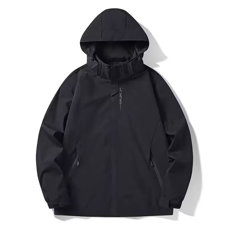 Herren Wasserdichte Softshell-Jacke mit Kapuze, Reißverschluss-Taschen und verstellbaren Bündchen Echoarchiv