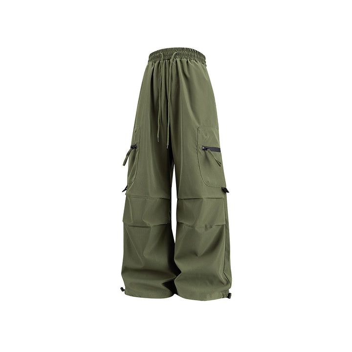 Damen Weite Cargo‑Schlaghose mit hohem Elastbund, Multitaschen und verstellbarem Saum Echo Archiv