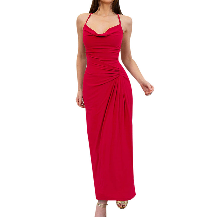 Damen Elegantes Maxikleid mit asymmetrischem Cowl-Ausschnitt und stilvoller Raffung Echo Archiv