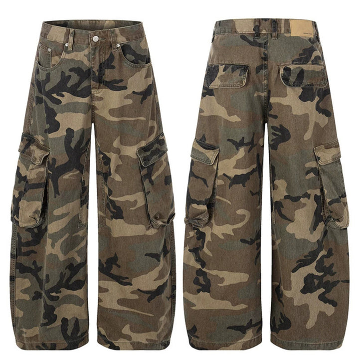 Damen weite Cargo-Hose im Camouflage-Print mit Multi-Taschen Echoarchiv
