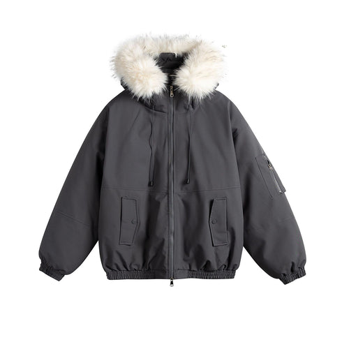 Damen Oversize-Parka im Bomberstil mit abnehmbarer Kunstfellkapuze Echoarchiv