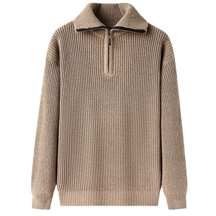 Herren Freizeitpullover mit halbem Reißverschluss und strukturiertem Strickmuster Echoarchiv