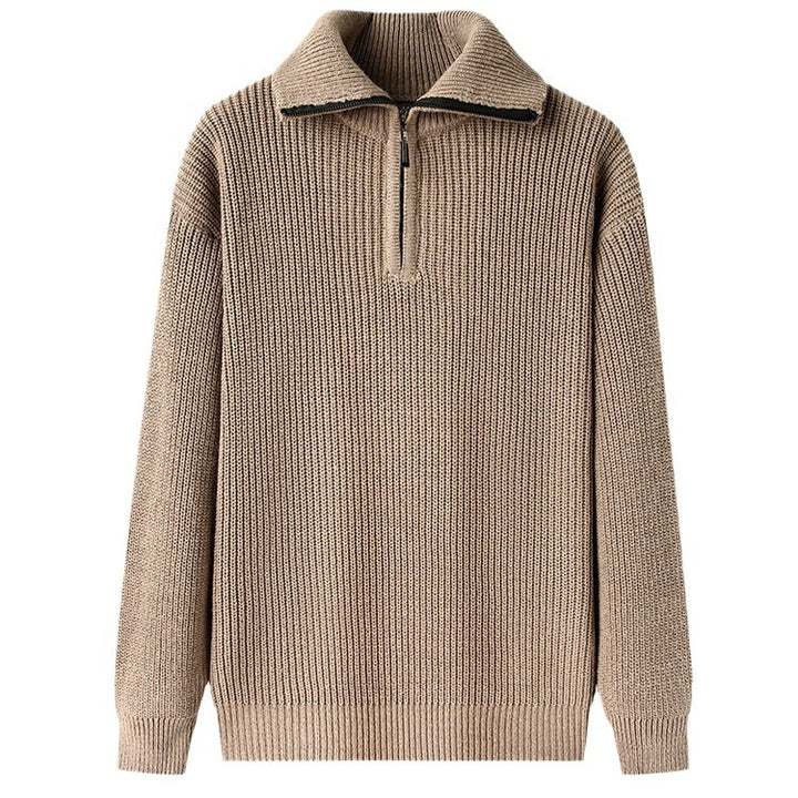 Herren Freizeitpullover mit halbem Reißverschluss und strukturiertem Strickmuster Echoarchiv
