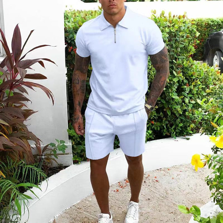 Herren Komfortables Freizeit Polo- und Shorts-Set Echoarchiv