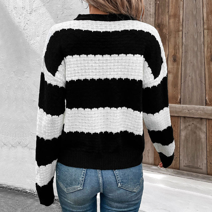 Damen Lässiger Strickpullover mit dekorativen Streifen Echo Archiv