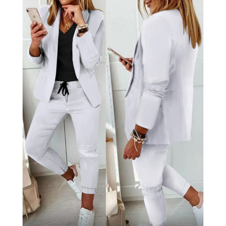 Damen Zweiteiliges Stretch-Jersey-Blazer-Set mit Kordelzug-Jogginghose Echo Archiv