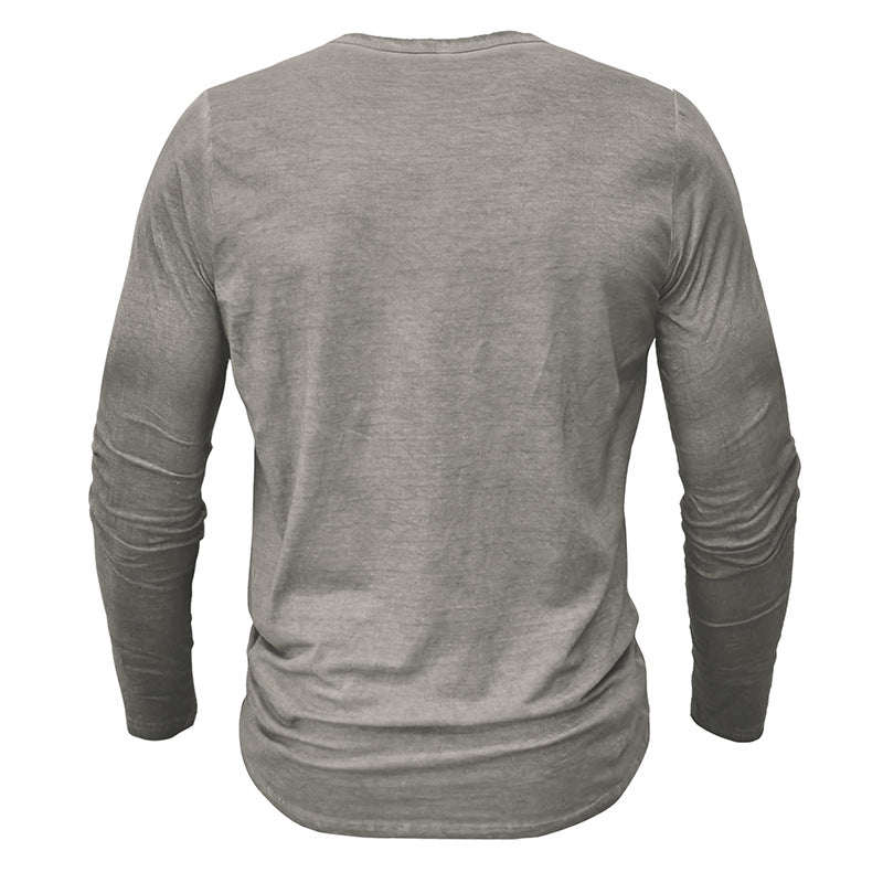 Herren Langarm-Henley-Shirt mit modischem Kragen Echoarchiv