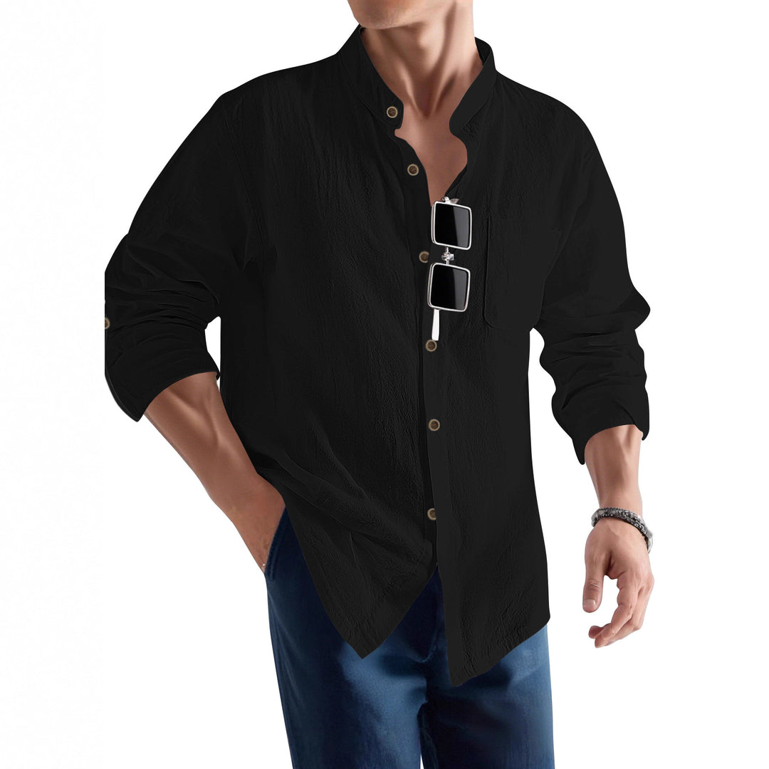 Herren Legeres Langarmhemd mit Henley-Ausschnitt Echoarchiv
