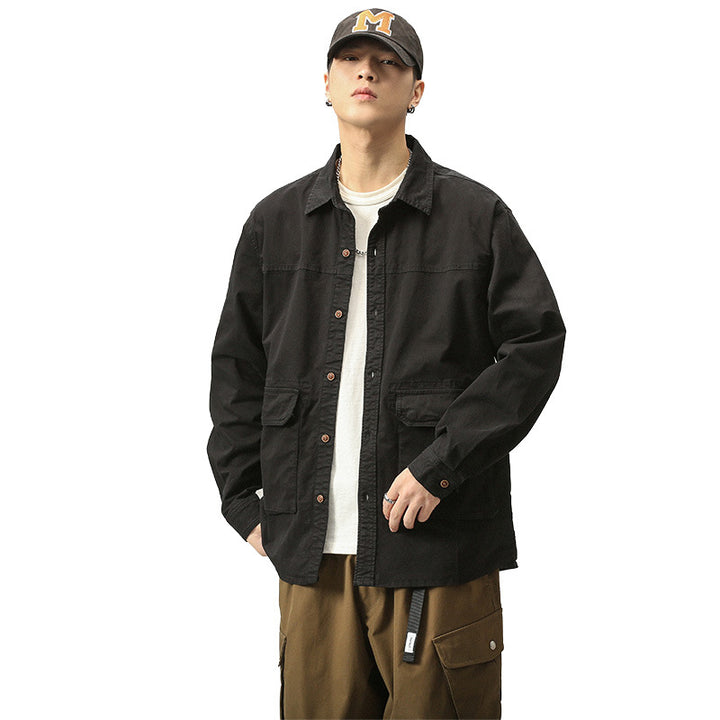 Herren Overshirt‑Fieldjacke im Utility‑Canvas mit großen Klapptaschen und Hemdkragen Echo Archiv