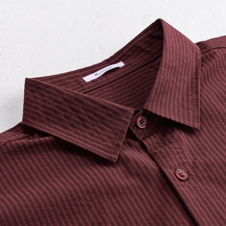 Herren Struktur-Overshirt aus atmungsaktivem Baumwollmix mit feinem Streifenrelief und Brusttasche Echoarchiv