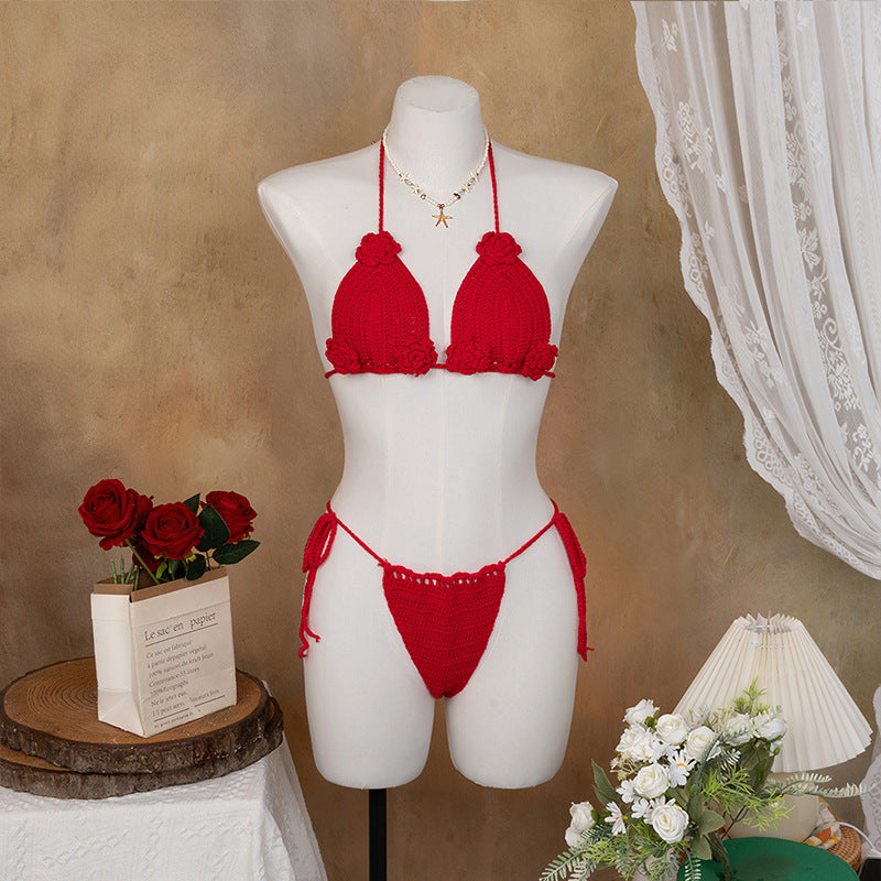 Damen Häkel-Bikini mit verspieltem Blumendesign und verstellbaren Bändern Echo Archiv