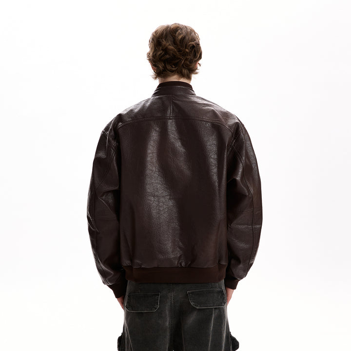 Herren Oversized Kunstlederjacke im Worker-Look mit Pattentaschen Echoarchiv